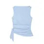 Sleeveless Plain Ruched Asymmetrical Blouse