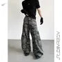 Mid Rise Camo Print Wide Leg Cargo Jeans