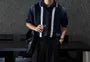Short-Sleeve Striped Knit Polo Shirt