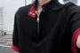 Elbow-Sleeve Stand Collar Contrast Trim Half-Zip T-Shirt