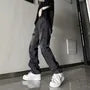 Mid Rise Distressed Washed Straight Leg Jeans