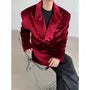 Peak Lapel Plain Double-Breasted Blazer