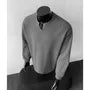 Long-Sleeve Notch Neck Plain T-Shirt