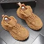 Platform Lace-Up Plain Faux Leather Sneakers
