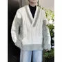 V-Neck Frayed Sweater