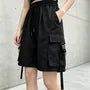 Mid Rise Buckled Cargo Shorts