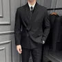 Asymmetric Lapel Blazer / Vest / Full Length Slim Fit Suit Pants / Set