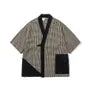 Patchwork Short-Sleeve V-Neck Kimono Jacket