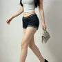 Low Rise Washed Denim Shorts
