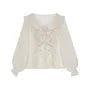 V-Neck Ruffle Trim Blouse / Midi Rise Plain Maxi A-Line Skirt / Set
