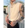 Sleeveless Half Zip Plain Top