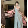 Spaghetti Strap Sequined A-Line Evening Gown