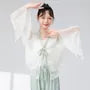 Bell-Sleeve Tie-Front Layered Mesh Dance Top