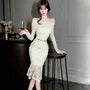 Long-Sleeve Off-Shoulder Lace Mermaid Dress