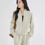 Set: Zip-Up Jacket + High Waist Wide Leg Sweatpants