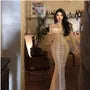 Long Sleeve Off Shoulder Plain Tie Front Lace Maxi Sheath Dress