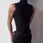 Sleeveless Mock Neck Plain Tank Top