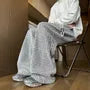 Drawstring Waist Zebra Print Wide Leg Sweatpants