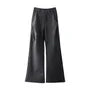 Mid Rise Plain Ruched Fleece-Lined Baggy Slacks (Various Designs)