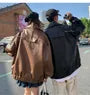 Couple Matching Collared Plain Panel Faux Leather Button Jacket