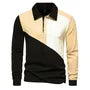 Long-Sleeve Color Block Polo Shirt