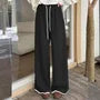 [XL-4XL] Drawstring Waist Contrast Trim Wide Leg Pants