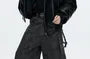 Fluffy Hooded Faux Leather Zip Jacket
