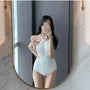 Halter Neck Plain Ruched Swimsuit