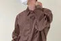 Long-Sleeve Collared Striped Corduroy Button Up Shirt
