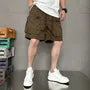 Drawstring Waist Plain Wide Leg Cargo Shorts