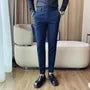 Mid Rise Plain Cropped Straight Leg Dress Pants