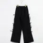 Elastic Waist Plain Tie Side Wide Leg Pants