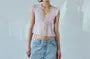 V-Neck Ruffled-Trim Crop Tank Top