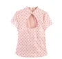 Stand Collar Polka Dot Slim Top