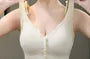 [90B - 110D] Plus Size Lace Panel Button-Up Wireless Bra