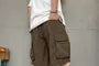 Drawstring Waist Plain Wide Leg Cargo Shorts