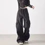 Mid Rise Washed Baggy Cargo Jeans