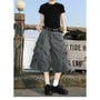 Mid Rise Plain Cargo Wide Leg Jorts