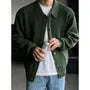 Collar Plain Ribbed Cardigan