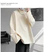 Long-Sleeve Mock Neck Plain Fleece-Lined T-Shirt