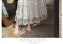 High Waist Lace Panel Tiered Midi A-Line Skirt