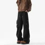 Drawstring Waist Plain Corduroy Wide Leg Cargo Pants