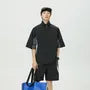 Couple Matching Short Sleeve Stand Collar Color Block Zip Windbreaker