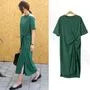 Short-Sleeve Crew Neck Plain Twist Midi T-Shirt Dress