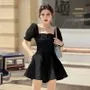 Short-Sleeve Lace Panel Wide-Leg Romper