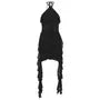 Halter Neck Plain Asymmetrical Mesh Panel Ruffle Trim Open Back Mini Bodycon Dress