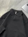 Drop Shoulder Plain Polo Sweater