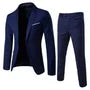 Set: Lapel Collar Contrast Trim One-Buttoned Blazer + Mid Rise Straight Leg Dress Pants
