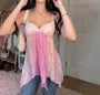 Halter-Neck Lace Trim Panel A-Line Camisole Top