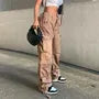Low Rise Plain Straight Leg Cargo Pants